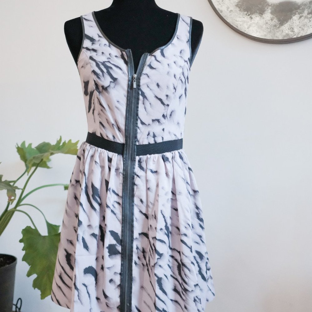 Kenzie Leather trim Zip-Front Tiger Dress